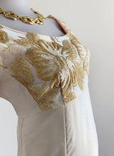 Load image into Gallery viewer, VINTAGE 1960S COUTURE SATIN BROCADE WEDDING DRESS
