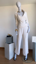 Load image into Gallery viewer, MINUET OFF SHOULDER SILK AND LINEN WIDE LEG BRIDAL TROUSER SUIT
