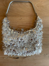 Load image into Gallery viewer, 1970S HAND-MADE BEADED AND LUCITE DROP SILVER BRIDAL BAG
