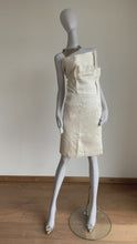 Load and play video in Gallery viewer, ARCHIVE CALVIN KLEIN BUSTIER OBI SILK &amp; PURE WOOL WEDDING DRESS
